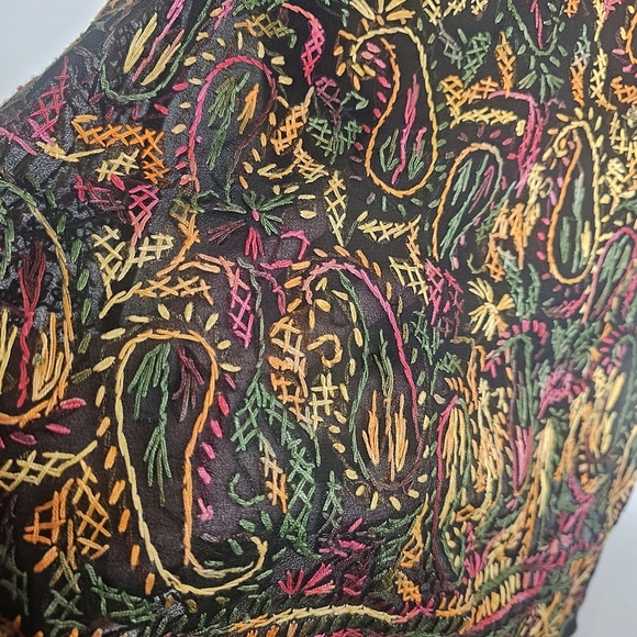 Indian black embroidered kurta tunic one size - Picture 5 of 5